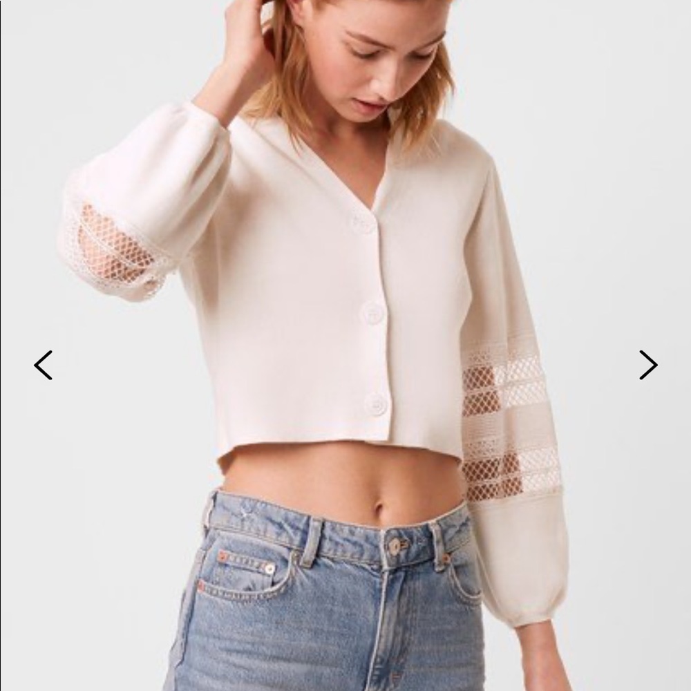 French connection white cardigan with lace detail